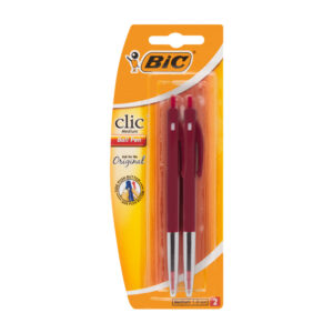 BIC CLIC PEN RED 2PC IN BLISTER PACK