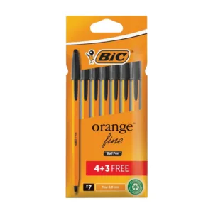 BIC  ORANGE FINE BALL PENS BLACK  (4+3 FREE)