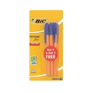 BIC  ORANGE FINE BALL PENS BLUE  (4+3 FREE)