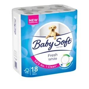 BABY SOFT TOILET ROLL WHITE 2 PLY 350 SHEETS 18's (TBD)