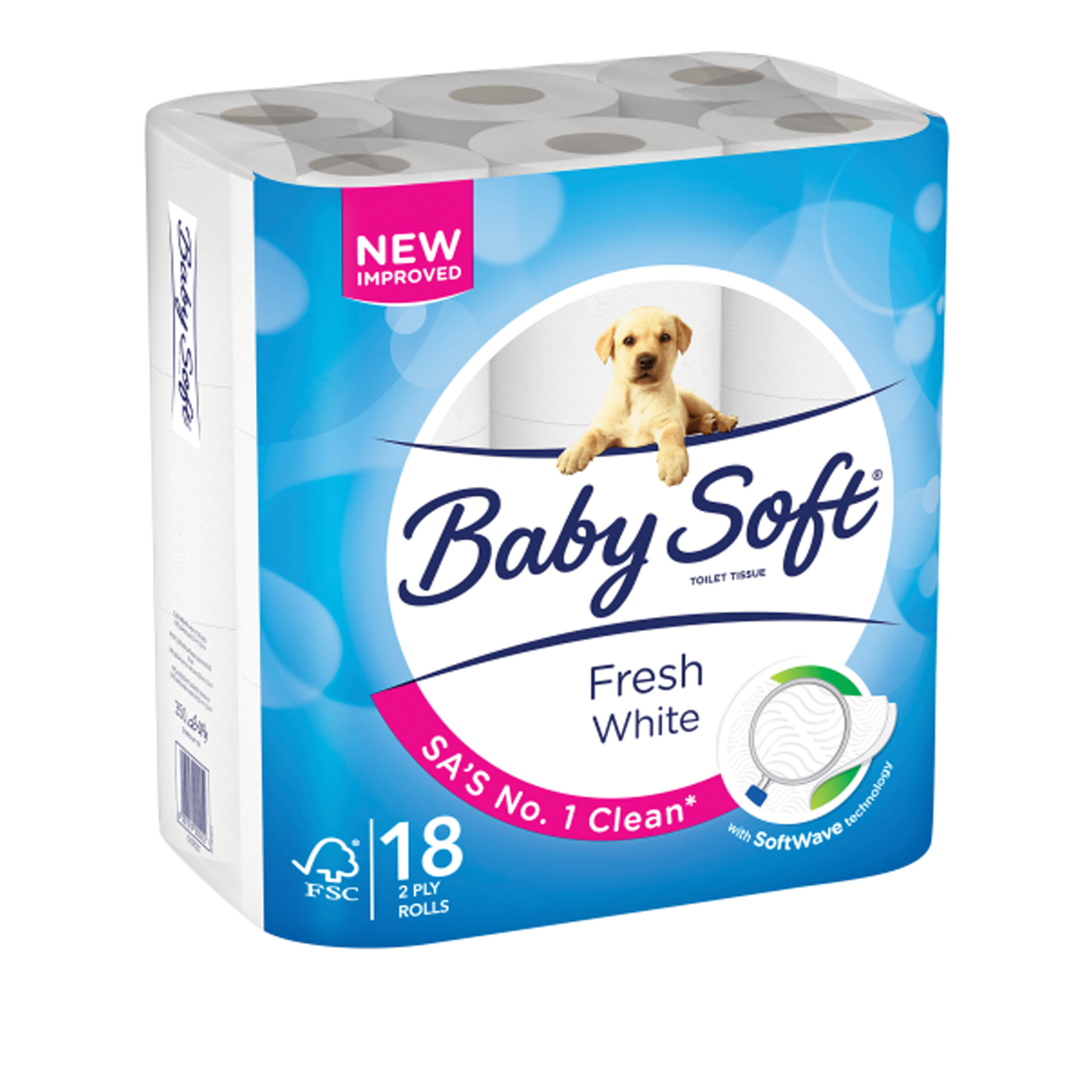 BABY SOFT TOILET
ROLL WHITE 2 PLY
350 SHEETS 18's