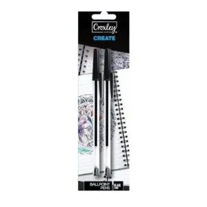 CROXLEY BP PENS BLK 2 PACK CARDED