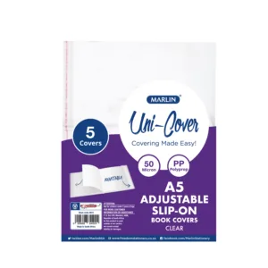 MARLIN ADJUSTABLE SLIP ON BOOK COVERS A5 (10PACK)