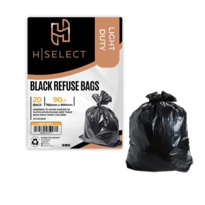 H-SELECT REFUSE BAGS BLACK 90lt BIN 760x900mm 20mic