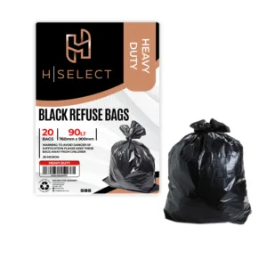 H-SELECT REFUSE BAGS BLACK 90lt BIN 760x900mm 36mic