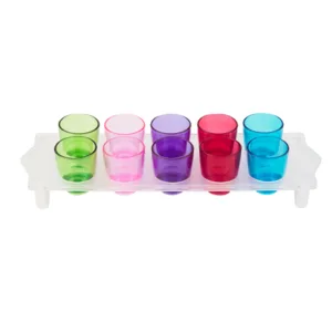 SHOT GLASS IN TRAY  25ml  MIX COLOURS  (1x10pc)