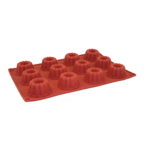 SILICONE MOULD TRAY ROUND DEEP SCALLOPED  12cup