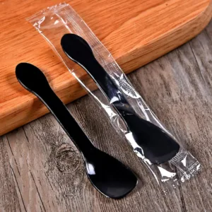 ICE CREAM SPADE BLACK 10cm INDIVIDUALLY WRAPPED (1x100)