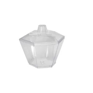 ACRYLIC DESSERT CONTAINER & LID HEXAGON 7.8x6 7x6.5cm (1x10)