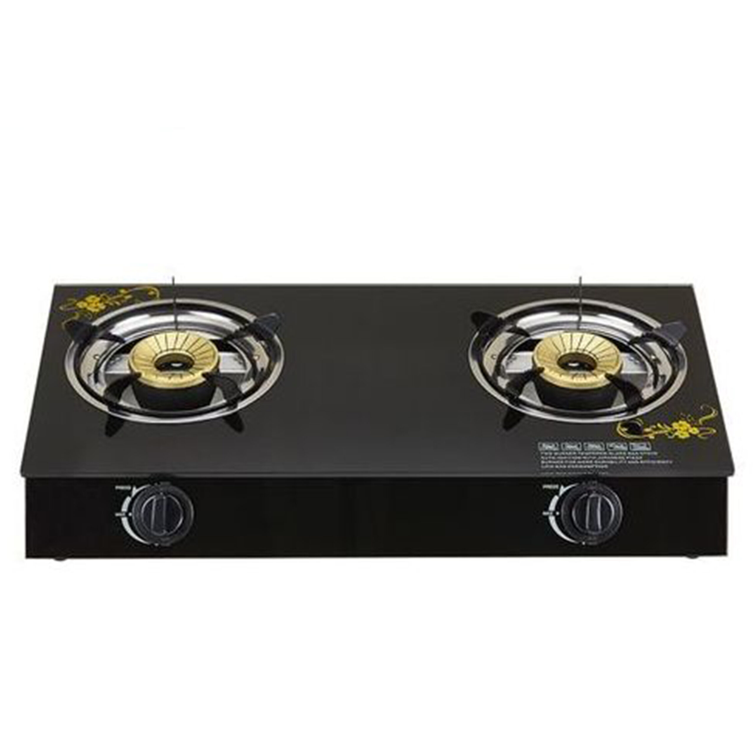 AILYONS GLASS
TOP DOUBLE
BURNER GAS
STOVE 385w x 705l
x 95h
