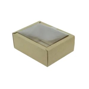 CONFECTIONERY BOX KRAFT PVC LID 14x11x5cm