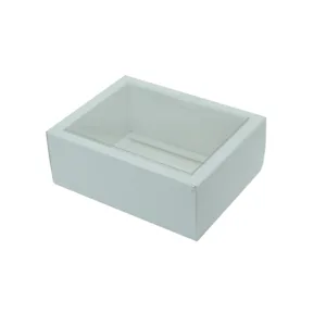CONFECTIONERY BOX WHITE BASE PVC LID 14x11x5cm