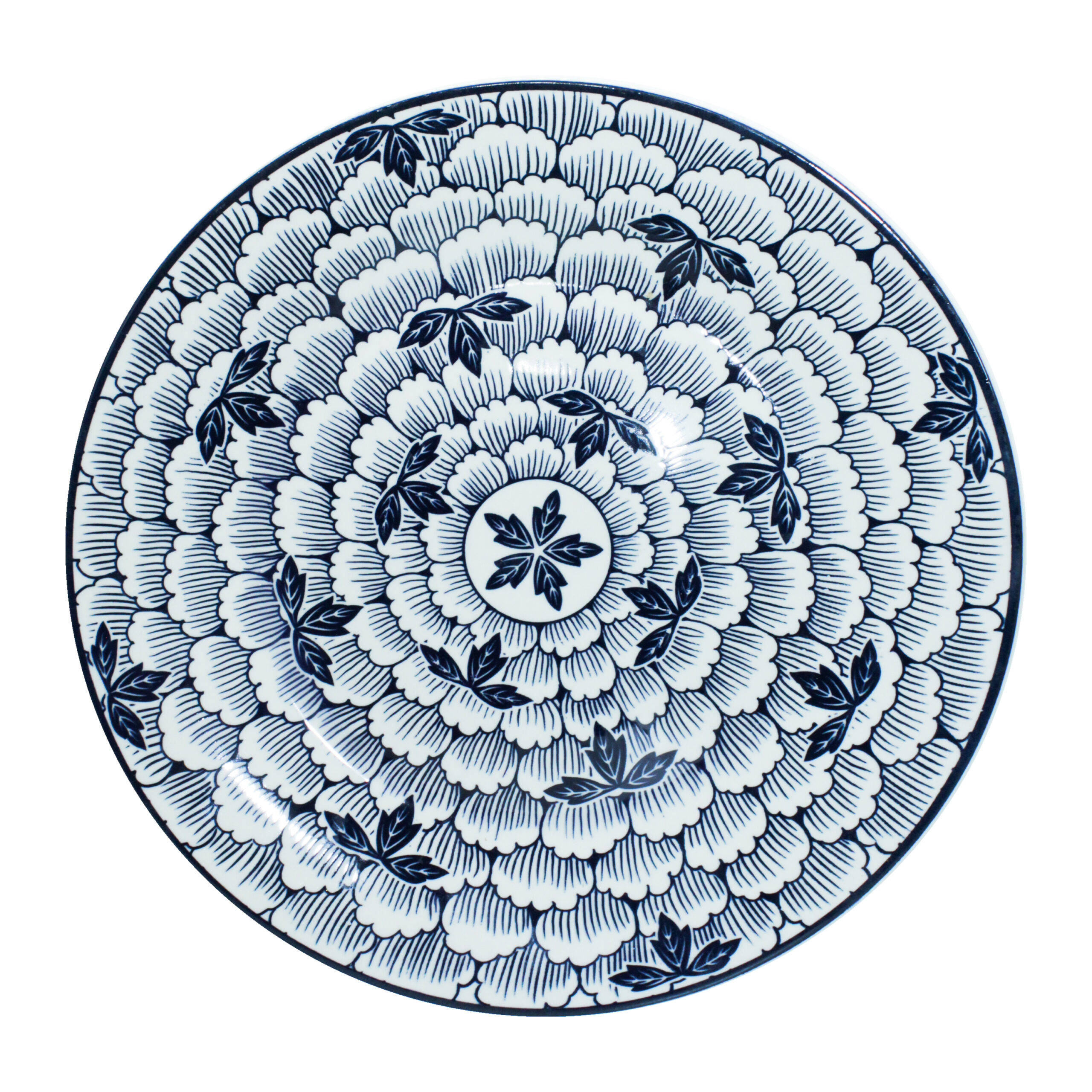 PORCELAIN DINNER PLATE ROUND 10.5" BLUE FLOWER DESIGN