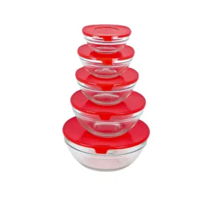 RED CHERRY GLASS BOWL SET 5PC