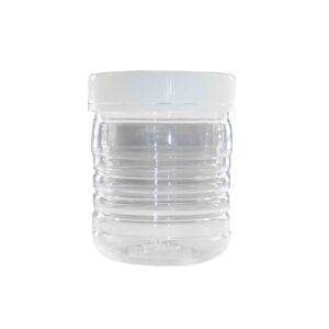 CLEAR PLASTIC RIBBED ROUND JAR  250ml  (1x5)