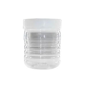 CLEAR PLASTIC RIBBED ROUND JAR  250ml  (1x5)