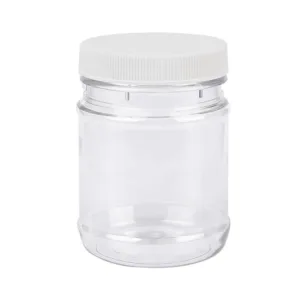 CLEAR PLASTIC TALL ROUND JAR  250ml  (1x5)