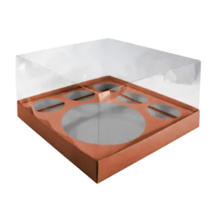 BENTO & 5 CUPCAKE BOX PVC LID 255x255x150mm ROSE GOLD