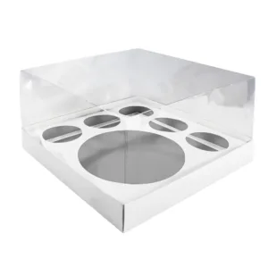 BENTO & 5 CUPCAKE BOX PVC LID 255x255x150mm WHITE