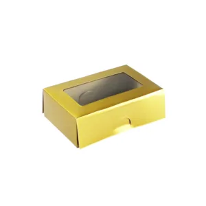 CONFECTIONERY BOX WITH WINDOW 110x70x35mm GOLD