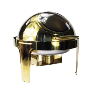 CHAFING DISH ROLL TOP WITH WINDOW ROUND GOLD