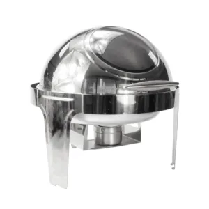 CHAFING DISH ROLL TOP WITH WINDOW ROUND SILVER
