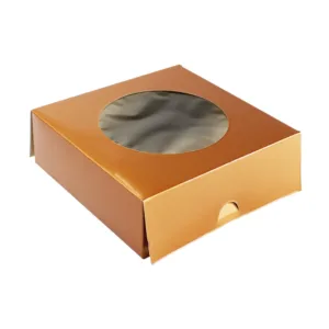 CHEESE BOX WITH WINDOW 150x150x50mm ROSE GOLD