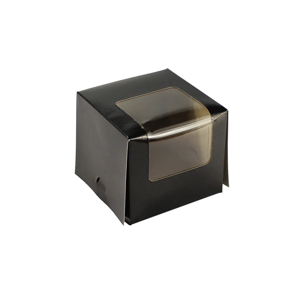 CUPCAKE BOX WITH WINDOW 85x85x75mm BLACK