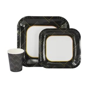DISPOSABLE DINNER SET 60PC BLACK & GOLD (TBD)