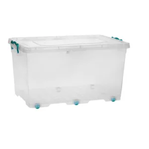 STORAGE CONTAINER WITH WHEELS  30L  CLEAR