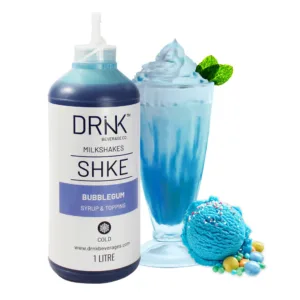 DRNK MILKSHAKE SYRUP & TOPPING 1L BUBBLEGUM FLAVOURED