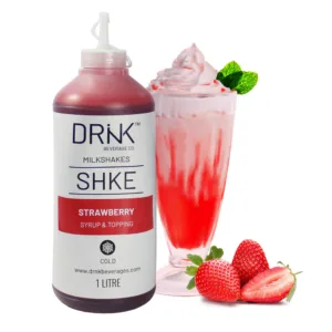 DRNK MILKSHAKE SYRUP & TOPPING 1L STRAWBERRY FLAVOURED