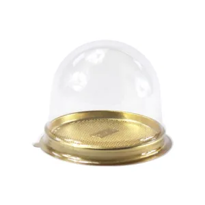 MINI DESSERT CONTAINER ROUND W/ DOME LID 9cm GOLD (1x50)