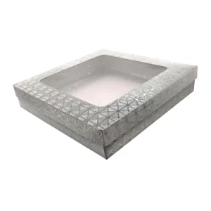 PVC BISC BOX 20x20x4CM SILVER SQUARES
