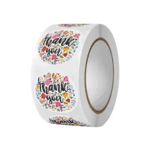 PRINTED STICKERS ON ROLL 2.5cm "THANK YOU" BRIGHT (1x500)