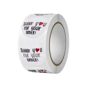 PRINTED STICKERS ON ROLL 2.5cm "THANK YOU" BOLD (1x500)