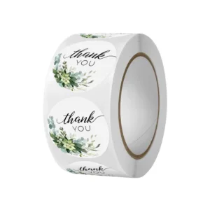 PRINTED STICKERS ON ROLL 2.5cm "THANK YOU" FLORAL (1x500)