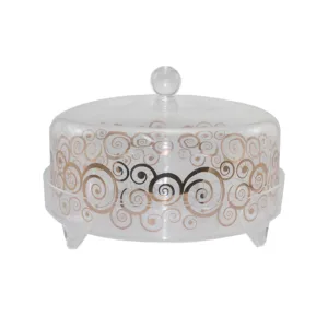 ACRYLIC CAKE DOME 24CM ROSE GOLD CIRCLES (TBD)