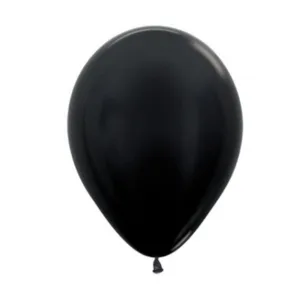 METALLIC BALLOON 35cm BLACK HELIUM/AIR