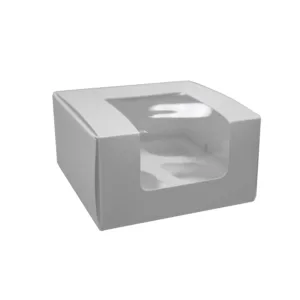 CUPCAKE BOX W/ INSERT (4) PVC WINDOW 18x18x10cm PEARL (TBD)