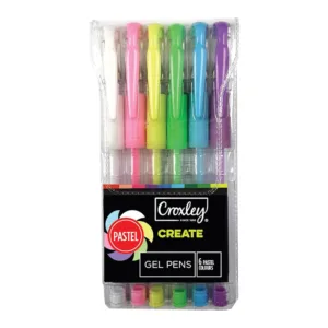 CROXLEY ASS PASTEL GEL PENS 6 SET