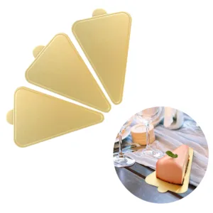 MINI DESSERT BOARD PAPER SLICE SHAPED GOLD (1x100)
