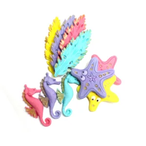 FONDANT DECORATION  SEAWEED, SEAHORSE AND STARFISH  (#19)