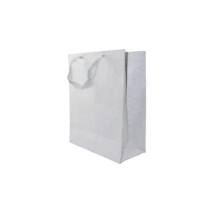 GIFT BAG MET. SILVER WITH SATIN HANDLE 16+8x20cm