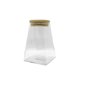 AQUA GLASS CANISTER WITH BAMBOO LID 510ml (TBD)