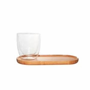 THE BARISTA BOROSILICATE D/W CUP BAMBOO SAUCER 310ml (TBD)