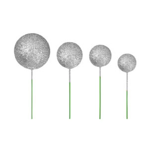 H-SELECT CAKE BALL PICKS 2-4CM SPARKLING SILVER 10PC (TBD)