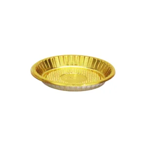 MINI DESSERT TRAY PLASTIC ROUND GOLD 8.5cm (1x30)