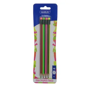 MARLIN GRAPHITE PENCILS NEON COLOURS (4PACK)