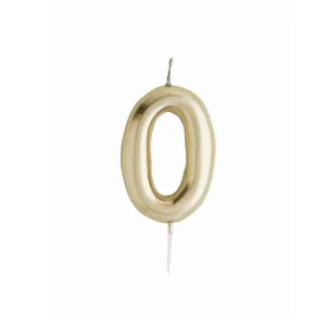 PARTY CANDLE NUMBER 0 GOLD  6.5cm